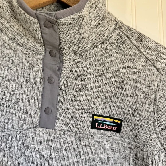 L.L.Bean Women’s Heathered Gray 1/4 Snap Pullover Size Medium - Picture 2 of 11